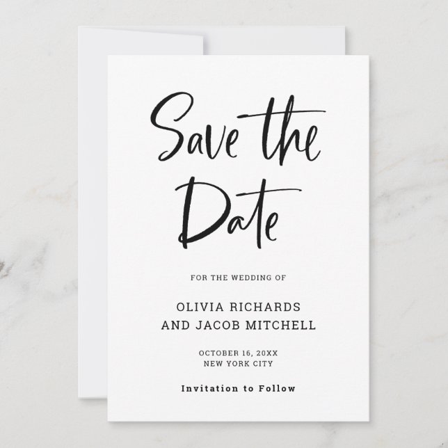 Modern and Elegant | Black and White Wedding Save The Date (Front)