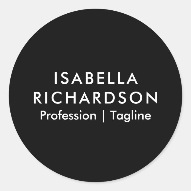 Modern And Elegant Black Classic Round Sticker (Front)