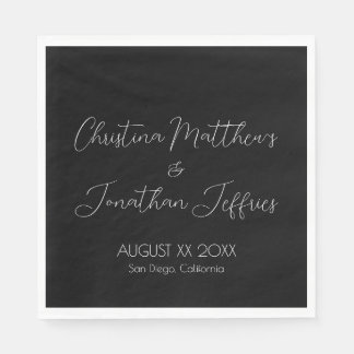 Modern and Elegant Black Wedding Napkin