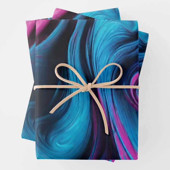 Modern and Elegant-Blue and Pink - Wrapping Paper Sheet (In situ)