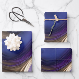 Modern and Elegant-Blue Purple and Gold Wrapping Paper Sheet