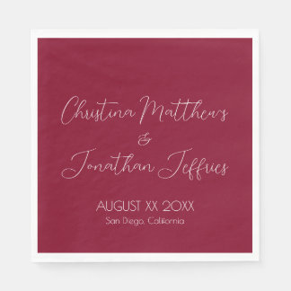 Modern and Elegant Burgundy Wedding Napkins