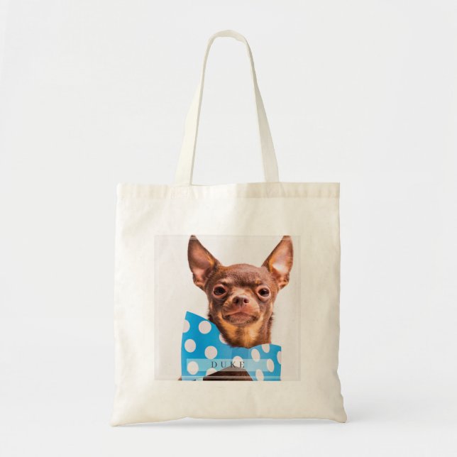 Modern and Elegant Custom Pet Dog Cat Photo Tote Bag (Front)