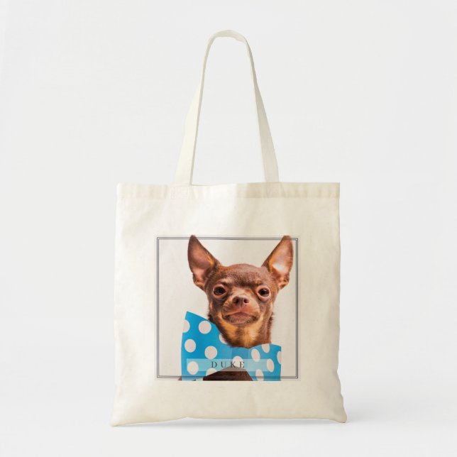 Modern and Elegant Custom Pet Dog Cat Photo Tote Bag (Front)