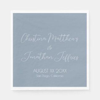 Modern and Elegant Dusty Blue Wedding Napkin