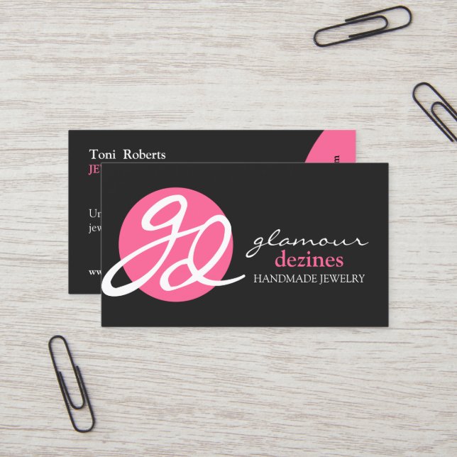 Modern and Elegant Jewellery Designer Business Card (Front/Back In Situ)