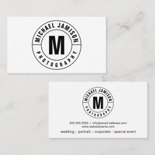 Modern and Elegant Monogram Curved Text Business Card