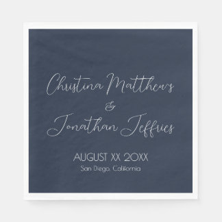 Modern and Elegant Navy Blue Wedding Napkin