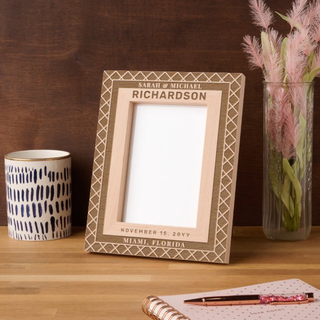 Modern and Elegant Pattern Couple Personalised Etched Frames (Left)