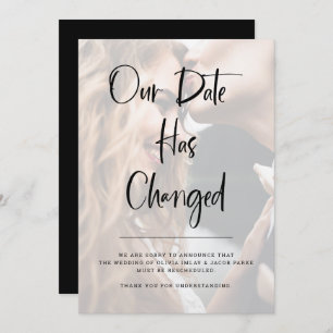 Modern and Elegant   Photo Wedding Change of Date Invitation