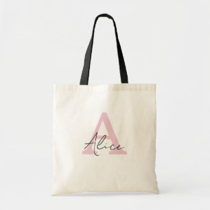 Modern and Elegant Pink Personalised Monogram Tot Tote Bag