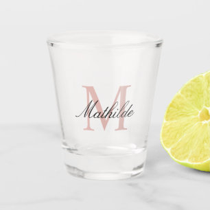 Modern and Elegant Pink Personalized Monogram  Shot Glass