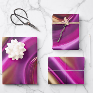 Modern and Elegant- Purple Pink and Gold- Wrapping Paper Sheet