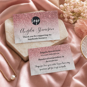 modern and elegant rose gold glitter marble business card