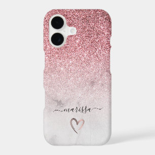Modern and elegant rose gold glitter white marble 
