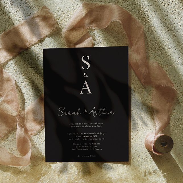 Modern and Elegant Script and Monogram Wedding Invitation (Creator Uploaded)