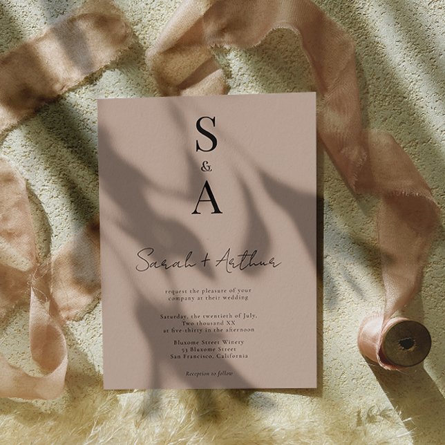 Modern and Elegant Script and Monogram Wedding Invitation (Creator Uploaded)