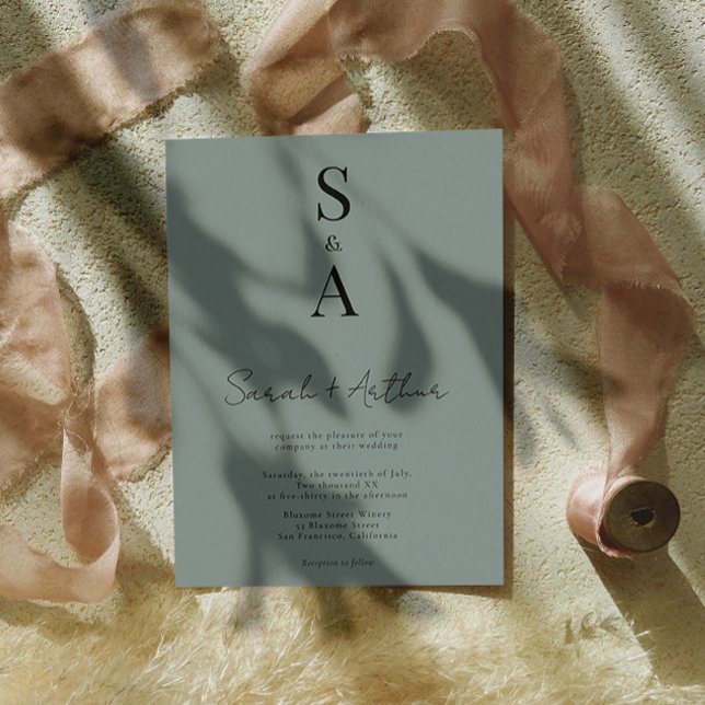 Modern and Elegant Script and Monogram Wedding Invitation (Creator Uploaded)