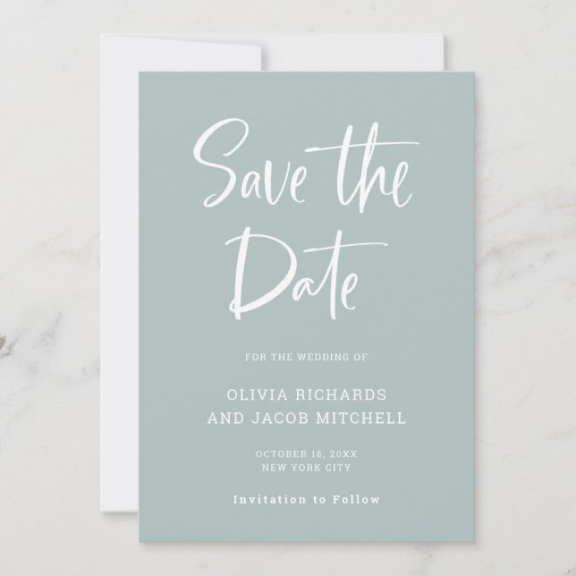 Modern and Elegant | Sea Glass Wedding Save The Date (Front)