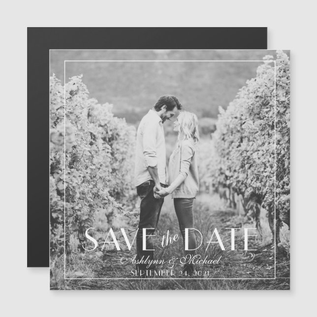 Modern and Elegant Stylish Square Wedding Magnetic Invitation (Front/Back)