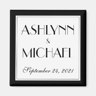 Modern and Elegant Stylish Wedding Date Magnet