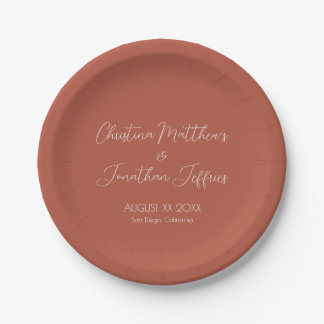 Modern and Elegant Terracotta Wedding Paper Plate