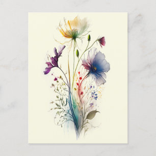 Modern and Elegant Watercolour Wildflowers  Postcard
