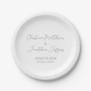 Modern and Elegant White Wedding Paper Plate