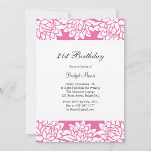 Modern and Floral 21st Birthday Party Invitation