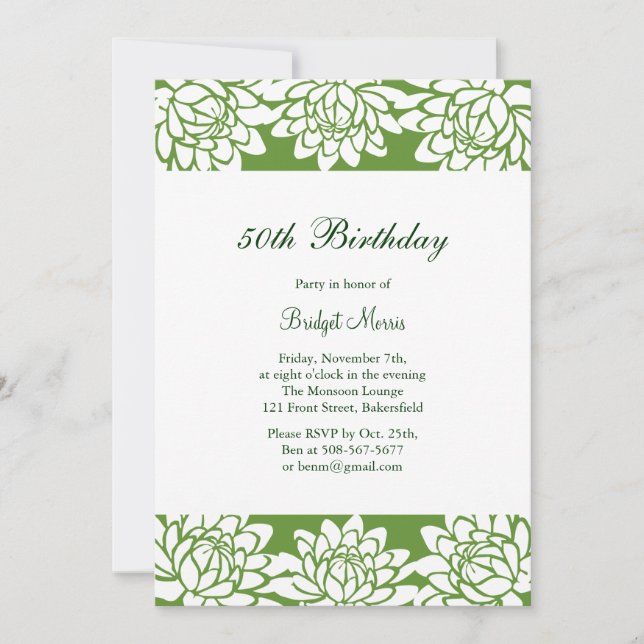 Modern and Floral Birthday Party Invitation (Front)