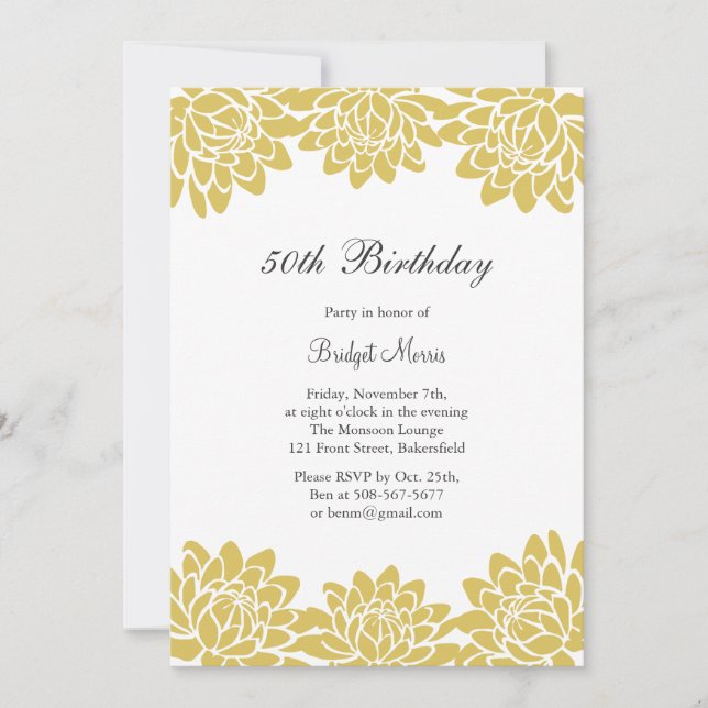 Modern and Floral Birthday Party Invitation (Front)