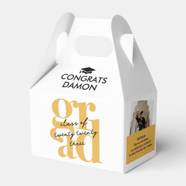Modern and Fun GRAD Graduation Favour Box (Front Side)