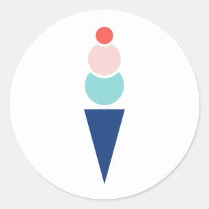 Modern and Fun Ice Cream in Blue and Pink Classic Round Sticker