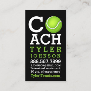Modern and Fun Tennis Coach Personalised Business Card