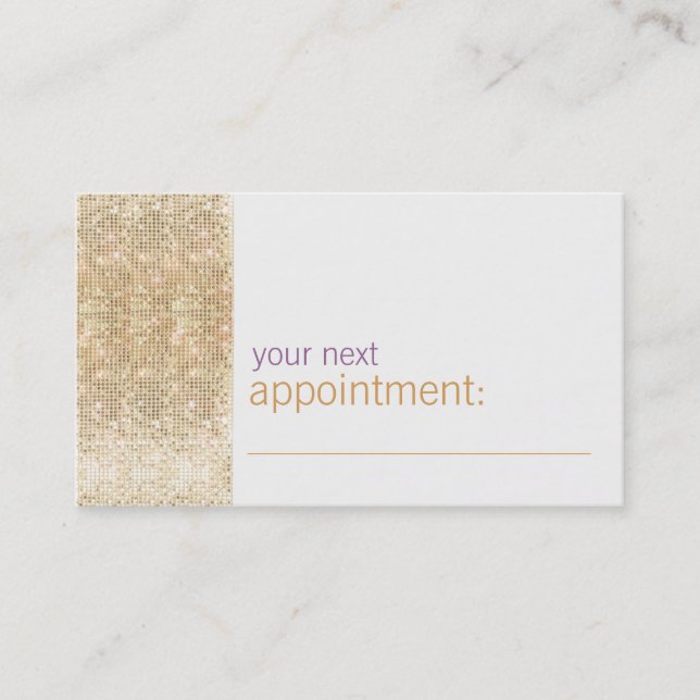 Modern and Hip Gold FAUX Sequin Appointment Card (Front)