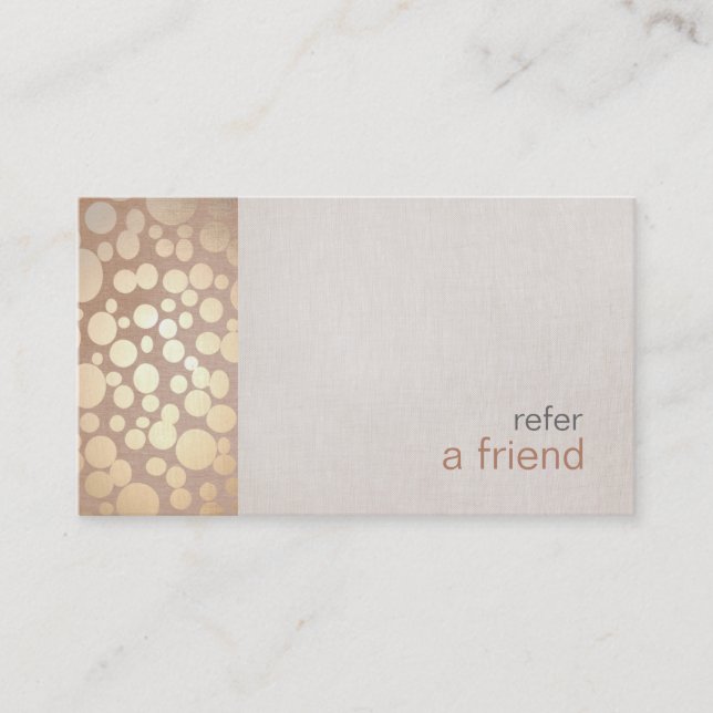 Modern and Hip Gold Refer A Friend Coupon Salon Referral Card (Front)