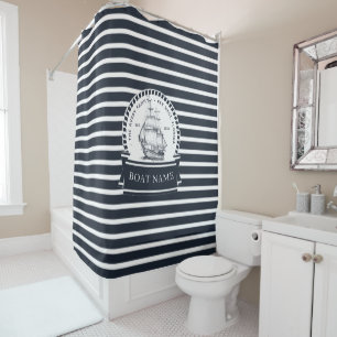 Modern and Luxury Nautical Boat name Shower Curtain