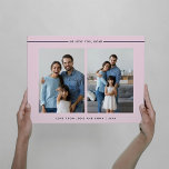 Modern and Minimal Blush | Photo Grid for Mum Faux Canvas Print<br><div class="desc">This simple and elegant photo grid design features two of your favourite personal photos, with the words "we love you, mum" and modern dark navy blue lines on a blush pink background. You can also add your names and the date to make this a keepsake your mother will treasure this...</div>