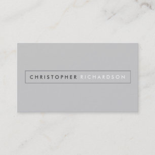 MODERN and MINIMAL Boxed Name Logo on Grey Business Card