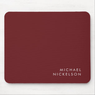 Modern and Minimal Burgundy Add your Name Mouse Pad