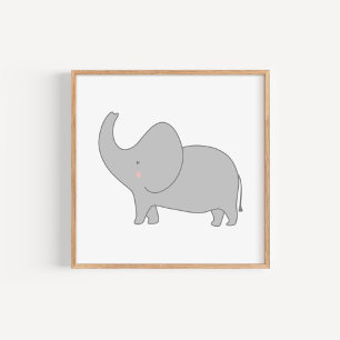 Modern and Minimal Elephant Nursery Art Poster