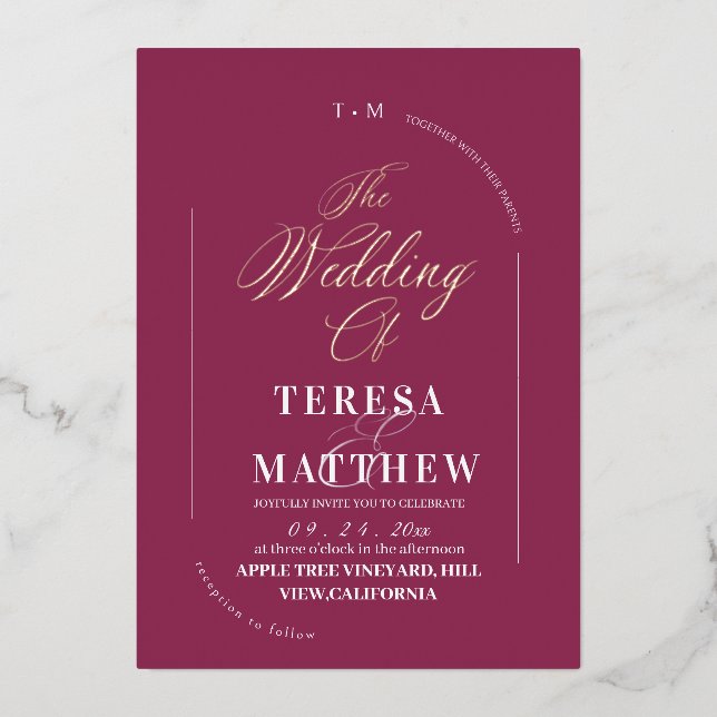 Modern and Minimal Fuchsia Wedding Photo  (Front)