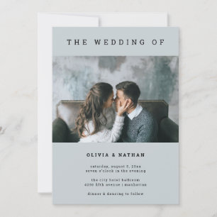 Modern and Minimal Grey One Photo Wedding Invitation