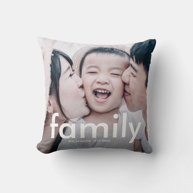 Modern and Minimal Photo with Family Typography Th Cushion (Front)