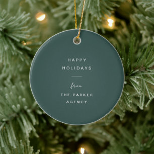 Modern and Minimal Typography Green Corporate Ceramic Ornament