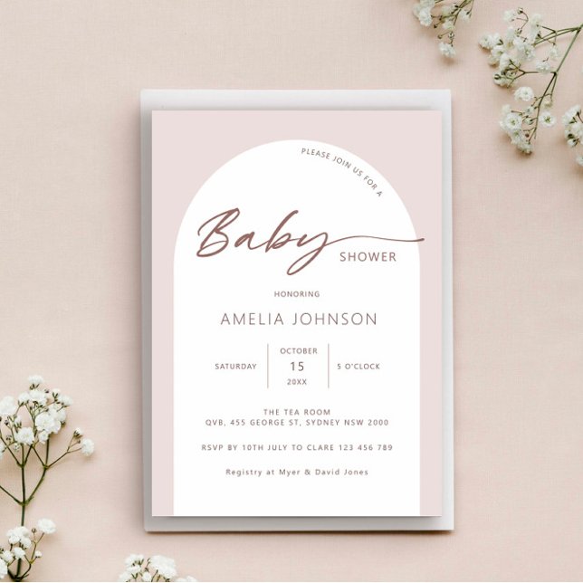 Modern and minimalist arch baby shower invitation (Creator Uploaded)
