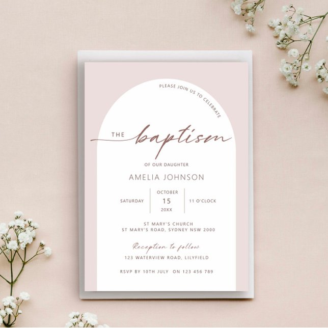 Modern and minimalist arch baptism invitation (Creator Uploaded)