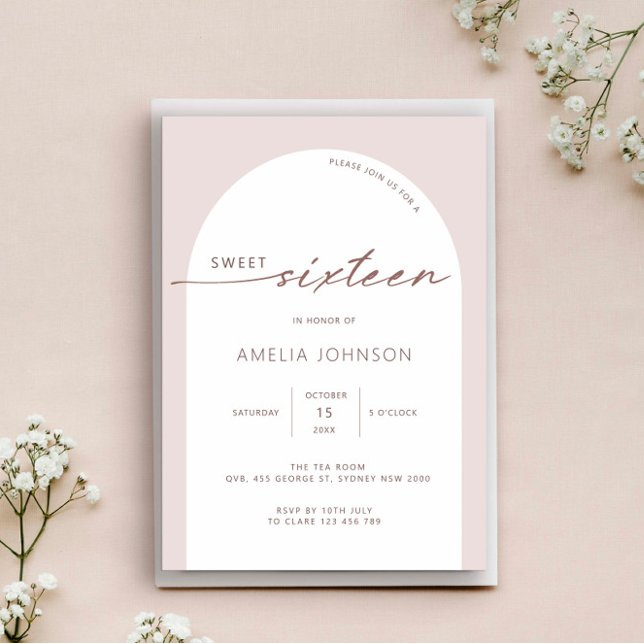 Modern and minimalist arch sweet sixteen invitation (Creator Uploaded)