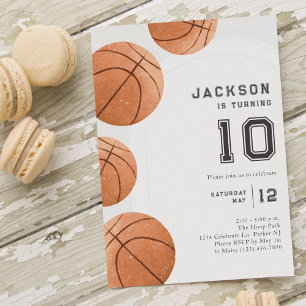Modern and Minimalist Boy's Basketball Birthday Invitation