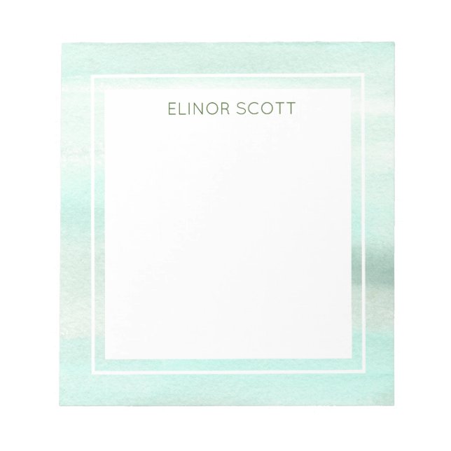 Modern and Minimalist Mint Green Watercolor Notepad (Front)